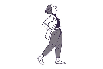 Optimistic Stroll: An illustration depicts a woman looking up with a smile as she walks, exuding confidence and joy. 