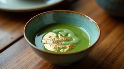 Matcha flavored tea bowl serving