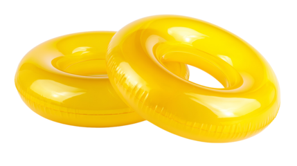 Two Yellow Inflatable Pool Rings Summer Fun Water Toys