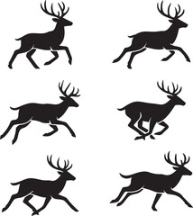 Running Deer Silhouette Set