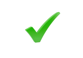 Green Check Mark Symbol Isolated on White Background