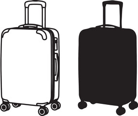Vector Suitcase Icon: Simple Black and White Travel Sign Symbol, Minimalist Design