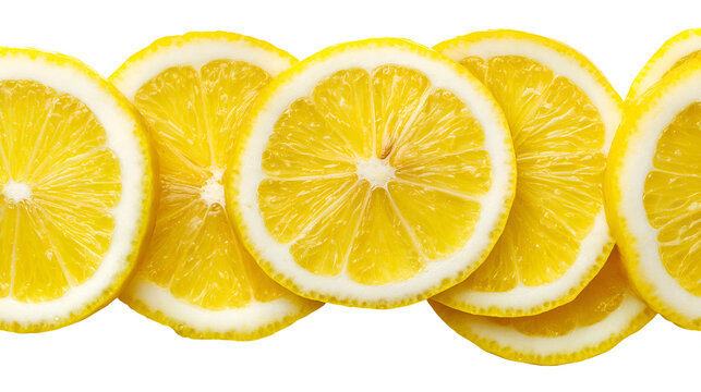 Sliced lemons vibrant yellow citrus fruit background
