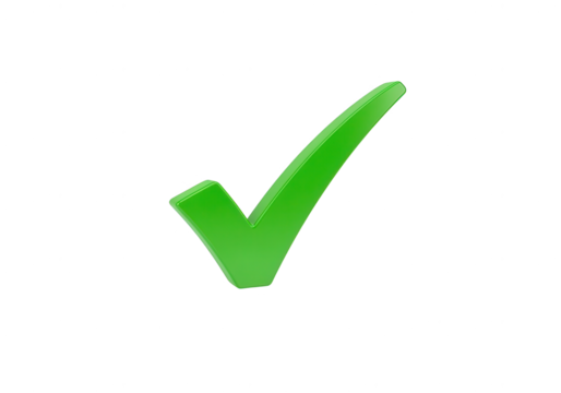 Green Check Mark Symbol Isolated on White Background