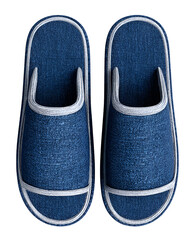 Denim slippers blue white trim home comfort footwear