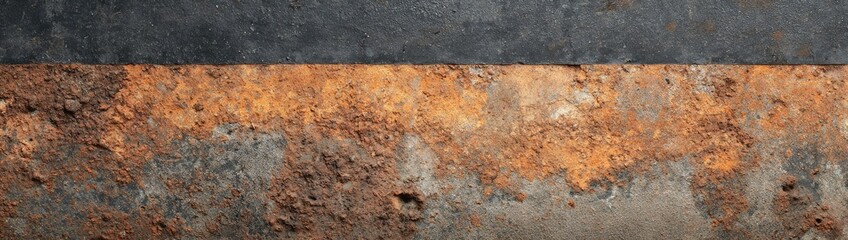 Rusted metal surface with dark top layer