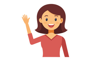Friendly Greeting: A cheerful woman waves hello, embodying warmth and approachability, creating an inviting and welcoming atmosphere.