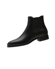 Black Leather Chelsea Boot on White Background - Fashion and Style