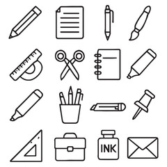 Stationery line icon set vector. Vector editable stroke icon.
