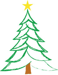 Obraz premium Christmas Tree Vector on white. Red Christmas Tree Painted illustration. Sketch, drawn or painted artistic illustration of a x mas tree. Ribbon Christmas Stylish Tree. Vector can be to any size.