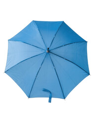 Open Blue Umbrella Isolated on White Background - Weather Protection Concept