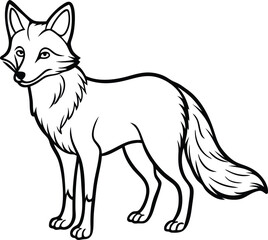 Cute orange fox cartoon isolated on a white background with a simple vector silhouette