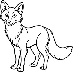 Cartoon vector illustration of a red fox standing isolated on a white background