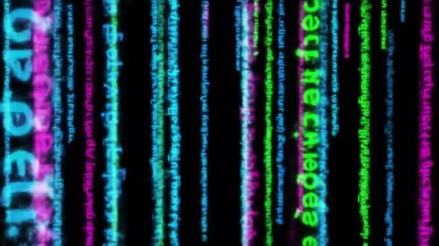 Glowing futuristic digital code stream
