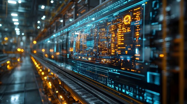 Smart grid hologram optimizing industrial processes in a futuristic control center