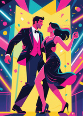 a couple dancing Illustrator Artwork design template poster