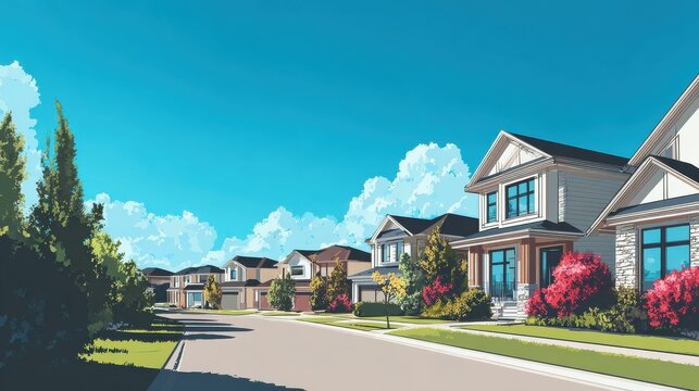 houses in suburb at summer in the north america luxury houses with nice landscape no logos no brands ar 169