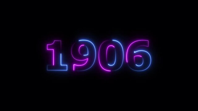 1906 Sal neon text background animation. Glowing neon business number text background 4k video.
