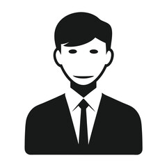 Male Businessman Silhouette Icon – Vector Illustration in Suit and Tie