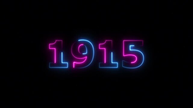 1915 Sal neon text background animation. Glowing neon business number text background 4k video.
