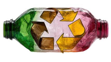 Recycle Symbol in Plastic Bottle: Illustrative scene showcasing the crucial concept of recycling and environmental protection.