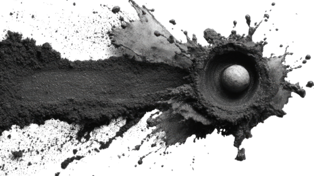 Sound Wave Explosion: A dynamic illustration of a speaker's audio impact visualized through a dramatic eruption of dark powder, showcasing the power and reach of sound.
