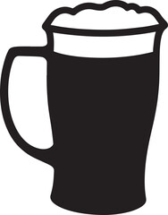 Beer Mug Silhouette in Black | Classic Pint Glass Illustration Vector