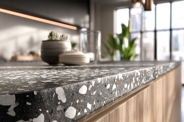 Modern kitchen countertop close-up
