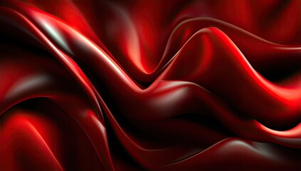 Abstract red fabric with flowing, wavy folds