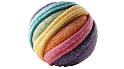 Colorful Striped Sphere: A captivating, spherical composition is adorned with an array of vibrant, seamlessly integrated stripes that evoke a sense of harmony and geometric allure.