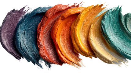 Chromatic Palette: A mesmerizing display of vibrant paint strokes unfurls, showcasing an array of rich hues and textures in a painterly close-up