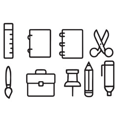 Stationery line icon set vector. Vector editable stroke icon.