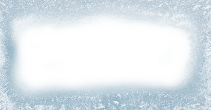 Beautiful ice frost patterns arranged as frame with out background png file.