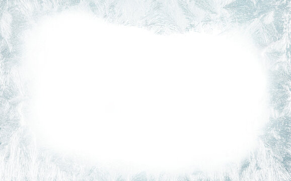 Beautiful ice frost patterns arranged as frame with out background png file.