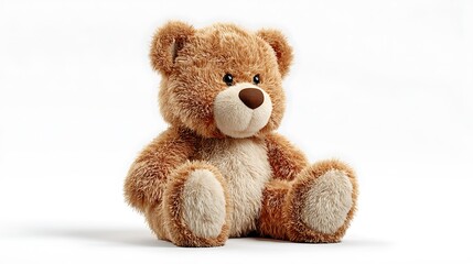 Obraz premium A Soft Adorable Brown Teddy Bear Sitting on a White Background