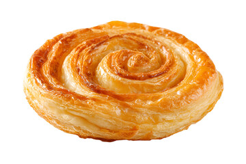 Fototapeta premium Golden Puff Pastry Spiral Sweet Treat Bakery Food