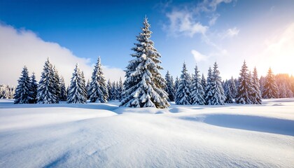 Fototapeta premium Snowy winter forest landscape (1)