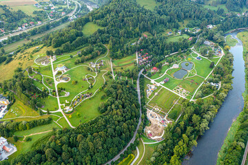Obraz premium Muszyna, Beskid Sądecki, widok ogólny, z lotu ptaka 