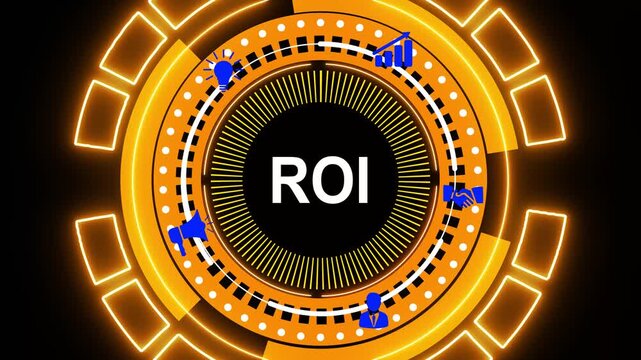 ROI Return on investment financial growth concept. ROI (Return on Investment) measures the profitability or efficiency of an investment by comparing the net gains to the initial cost.