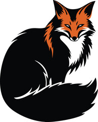 Stylized Fox Illustration with Bold Black and Orange Palette Expressing Stealth and Cunning in a Modern Graphic Design Aesthetic