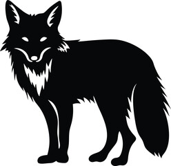 Silhouette of a Majestic Fox The Black Fox Standing Tall Depicting Wildlife and Nature with Elegant Simplicity and Grace