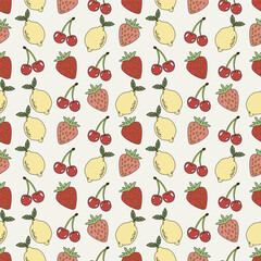 Cute Doodle Fruit Seamless Pattern