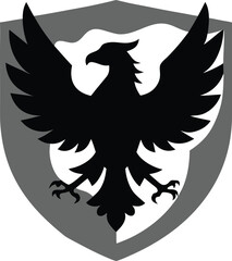 Black eagle silhouette emblem isolated on white background silhouette