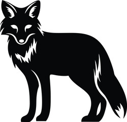Majestic Fox Silhouette Striking Wildlife Art Illustration of a Wild Creature in Black and White Elegant Animal Portrayal