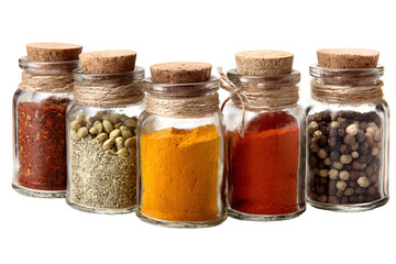 Colorful Spices in Glass Jars Rustic Kitchen Decor