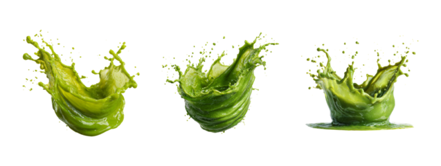 Green Splash Liquid Isolated on Transparent Background for Design