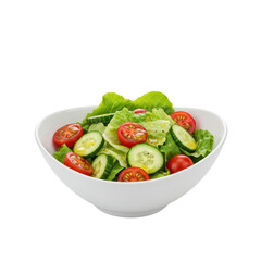 Closeup fresh vegetable salad in white bowl against black background healthy food concept for commercial use