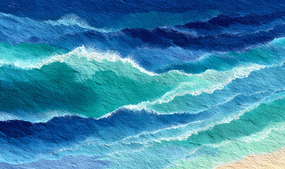 Blue azure turquoise abstract watercolor background for textures backgrounds and web banners design. Abstract background blue colors. Watercolor painting with turquoise sea waves pattern gradient.