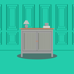 MODERN SILVER TABLE AND LAMP FURNITURE DESIGN VECTOR