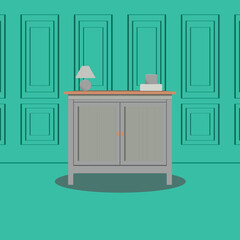 MODERN SILVER TABLE AND LAMP FURNITURE DESIGN VECTOR